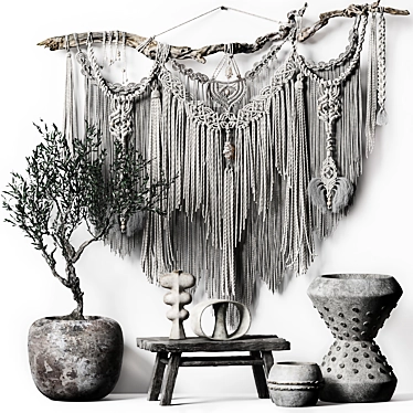 Decorative set 016 with hanging Macrame panno and tree