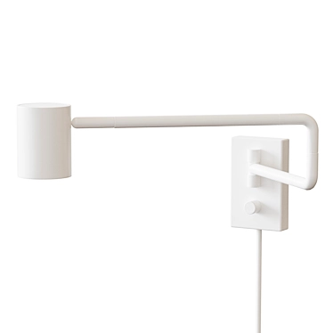 Versatile White Wall Lamp with Swivel Stand 3D model image 1 