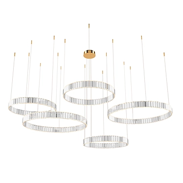 Gold Crystal Pendant Light Set 3D model image 1 