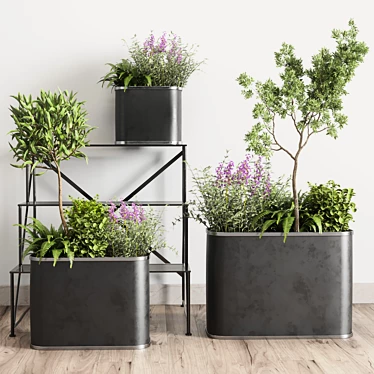 Modern Metal Plant Stand Collection 3D model image 1 