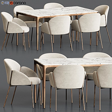 Elegant Modern Dining Set 122 3D model image 1 