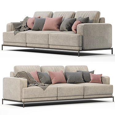 Modern Comfort Three-Seater Sofa 3D model image 1 