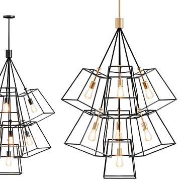 Elegant Fulton Chandelier in Aged Zinc 3D model image 1 