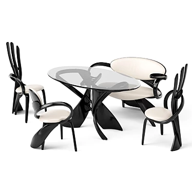 Elegant virtuos S dining set 3D model image 1 