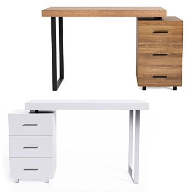 Ashby Desk: White & Chrome, Walnut & Black 3D model image 1 