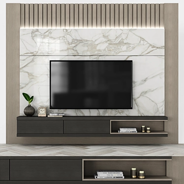 Sleek TV Wall Set with 65" Screen 3D model image 1 