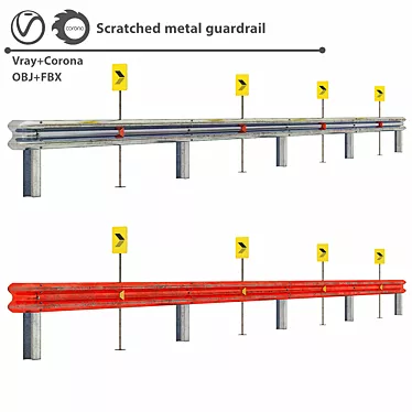 Weathered Steel Safety Barrier 3D model image 1 