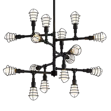 Industrial Conduit Chandelier 3D model image 1 