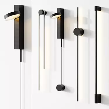 Sleek Wall Lamp Set 3D model image 1 