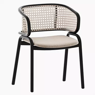 Elegant Kin Rattan Armchair with Metal Frame 3D model image 1 