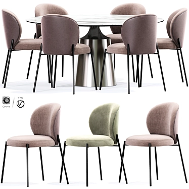 Elegant Elisa Wingback Dining Chair 3D model image 1 