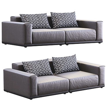 Sleek Leather Sofa XYZ 3D model image 1 