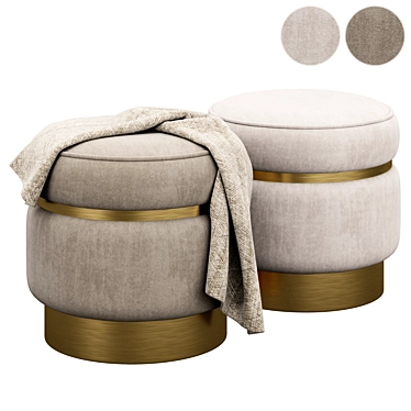 Malcolm Fabric Banded Ottoman 3D model image 1 