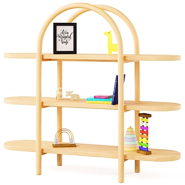 Dolly Natural Wide Bookcase: Stylish and Functional 3D model image 1 
