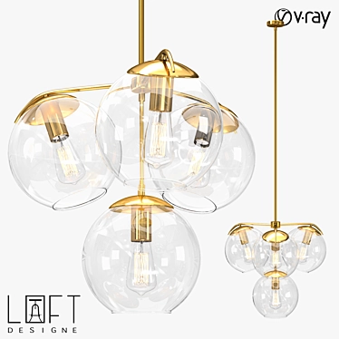 LoftDesigne 1034 Pendant Light: Modern Metal and Glass, 4-Light, E27 3D model image 1 