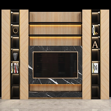 Modern TV Wall Set 02 3D model image 1 