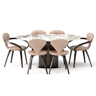 Apriori ST3 Oval Table Set 3D model image 1 