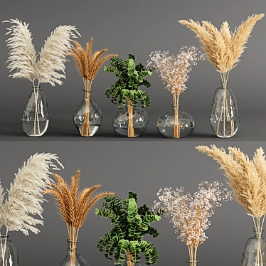 Dried Plant and Pampas Bouquet 3D model image 1 