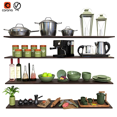 Modern Kitchenware Set 2015 3D model image 1 