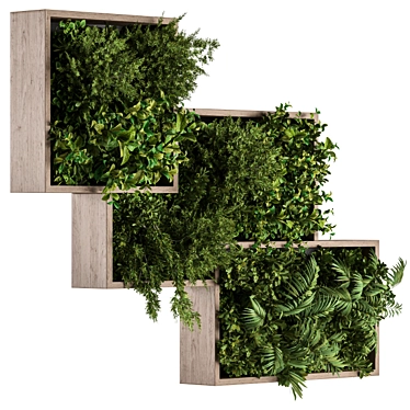 Wood Frame Vertical Garden: Wall Decor 3D model image 1 