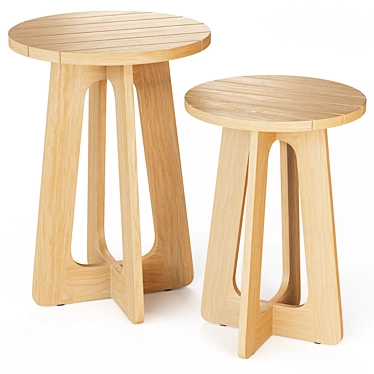 Ekland Teak Nesting Tables: Elegant and Versatile 3D model image 1 