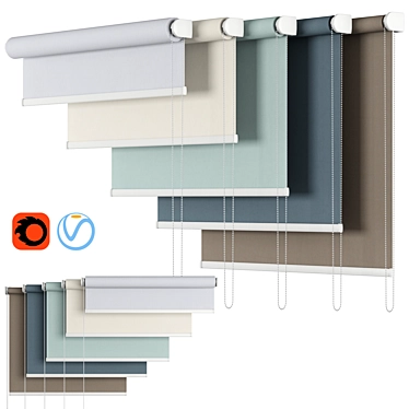 Customizable Roller Blinds in 5 Sizes and 5 Colors | Bella Collection 3D model image 1 