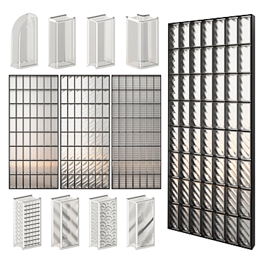 Modern Glass Block Wall 03 3D model image 1 