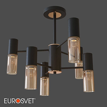 Tesoro Eurosvet Loft Chandelier - Black & Gold 3D model image 1 
