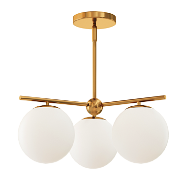 Brass Sphere Stem 3-Light Chandelier 3D model image 1 