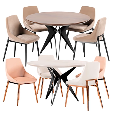 Oscar Dining Chair & Eliza L Table Set 3D model image 1 