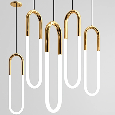 Gilded Ring Pendant Light 3D model image 1 