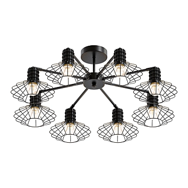 Sleek Chrome Ceiling Chandelier 3D model image 1 