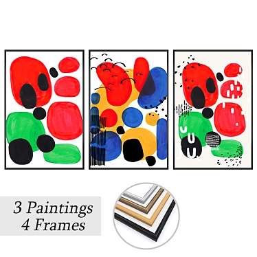 3-Piece Wall Painting Set with Multiple Frame Options 3D model image 1 