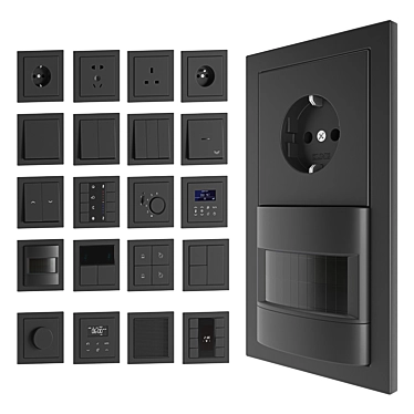 Jung LS Flat Design Set: Sleek Electrical Switches & Outlets 3D model image 1 