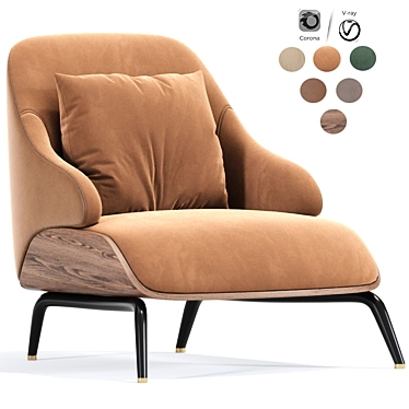 Brigid Lounge Armchair: Stylish Comfort for Any Space 3D model image 1 
