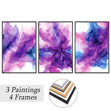 Versatile Set of Wall Paintings with Multiple Frames 3D model image 1 