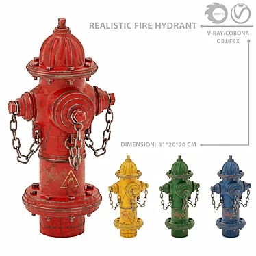 Authentic Fire Hydrant: Realistic 3D Model 3D model image 1 