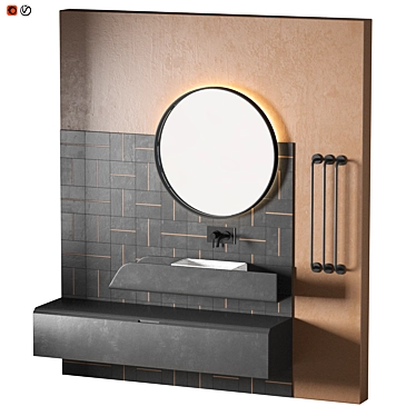 Luxury Black Brown Bathroom Set 3D model image 1 