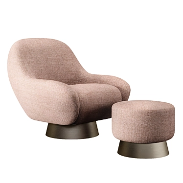 Modern Rocco Swivel Chair & Ottoman 3D model image 1 