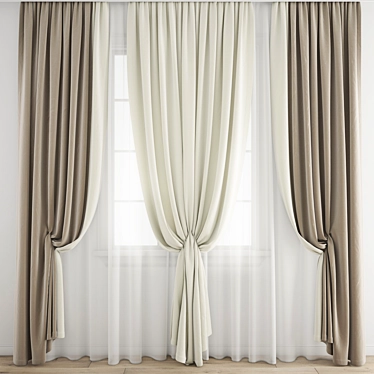 Premium Polygonal Curtain Model 3D model image 1 