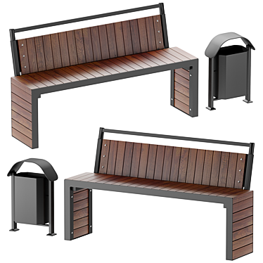 Urban Loft Bench & Urn 3D model image 1 