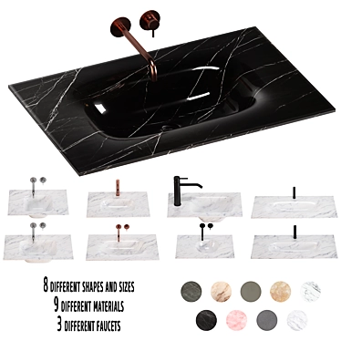 Artelinea Washbasin Set 5: Stylish Designs and High Quality 3D model image 1 