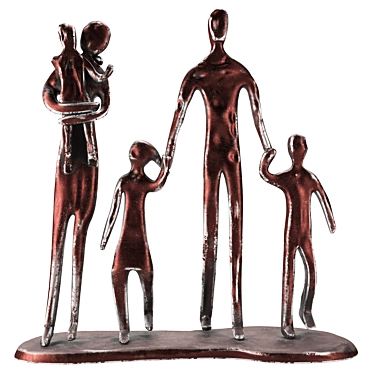 Bronze Family of 5 Sculpture 3D model image 1 