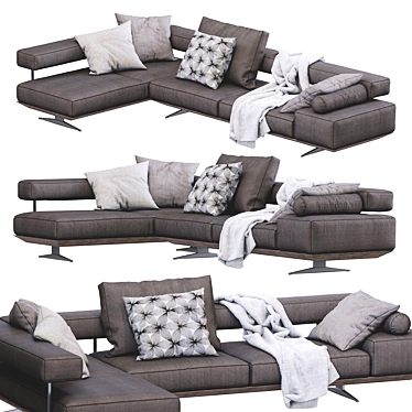 Elegant Sofa Wing by Flexform 3D model image 1 