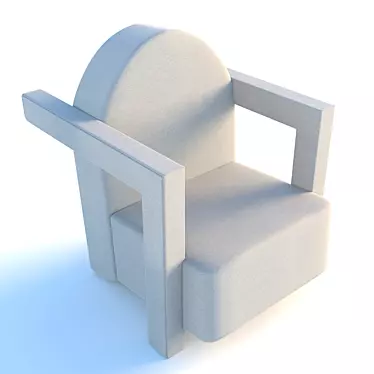 Elegant Gray Upholstered Chair 3D model image 1 