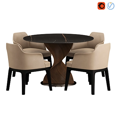 Modern Niagara Table & Lois Chair Set 3D model image 1 