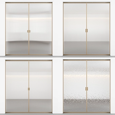 Embossed Glass Sliding Doors Kit 3D model image 1 