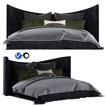 Luxury Tufty Bed: 200*180 CM 3D model image 1 