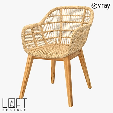 Modern Teak Wood Chair: LoftDesign 1568 3D model image 1 