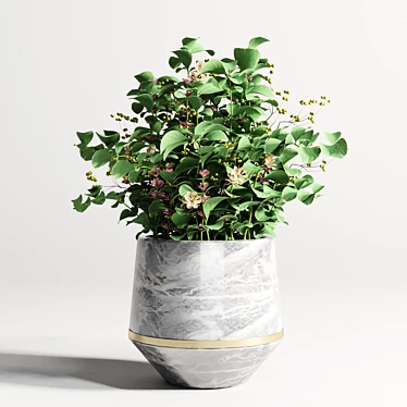 Elegant Marble Vase Bouquet 3D model image 1 